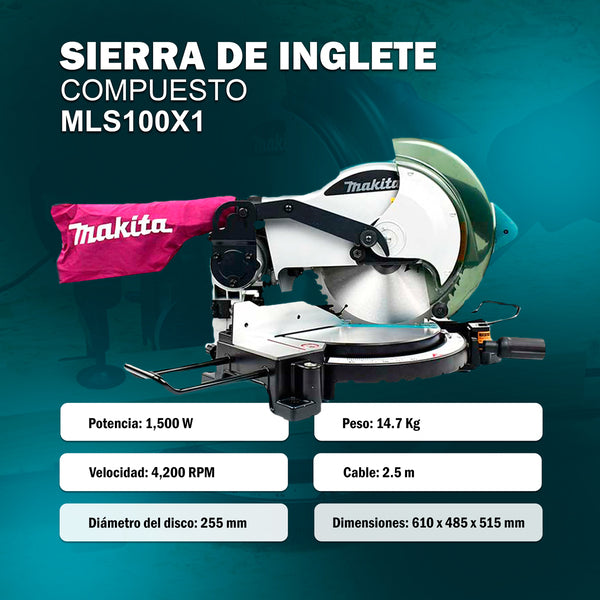 Sierra de inglete compuesto MLS100X1 - Makita
