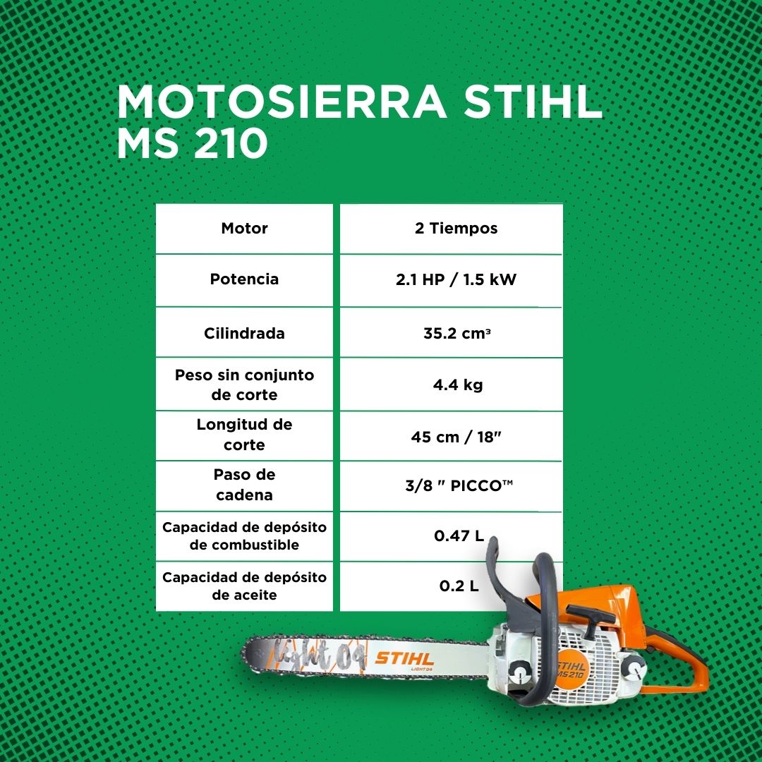 MS 210 Motosierra,45cm/18",63PM3 - STIHL